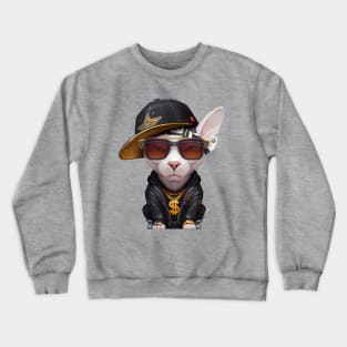 White Sphynx Cat Hip-Hop Super Star Crewneck Sweatshirt